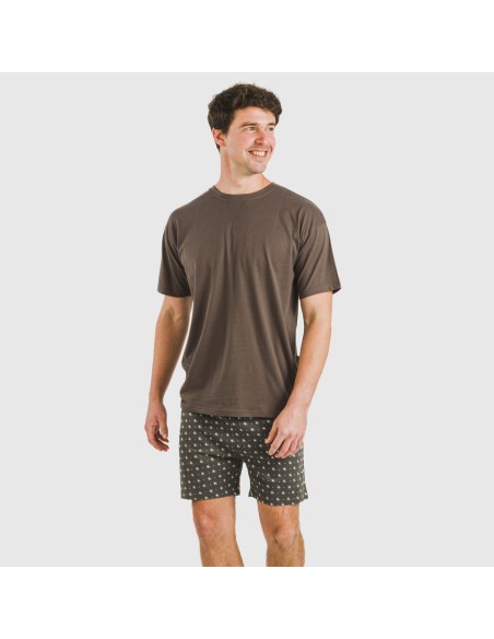 Pijama corto algodón hombre Cachemir petroleo