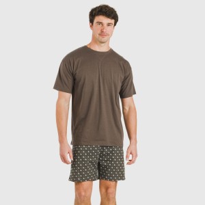 Pijama corto algodón hombre Cachemir petroleo 2