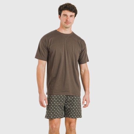 Pijama corto algodón hombre Cachemir petroleo