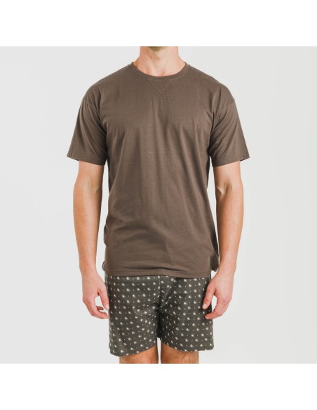 Pijama corto algodón hombre Cachemir petroleo