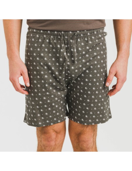 Pijama corto algodón hombre Cachemir petroleo