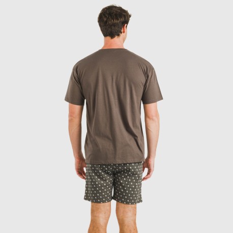Pijama corto algodón hombre Cachemir petroleo