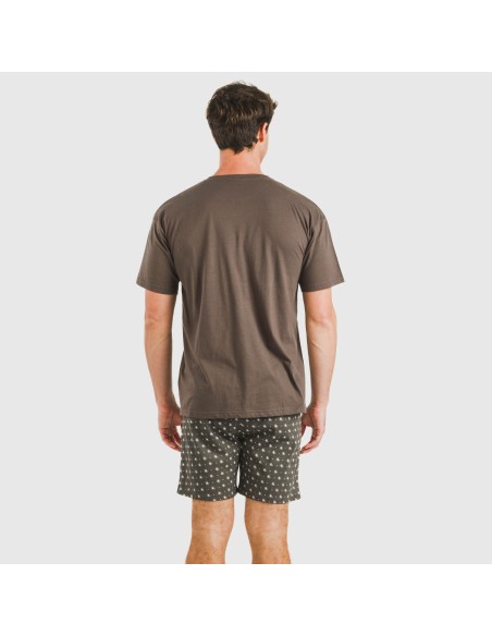Pijama corto algodón hombre Cachemir petroleo