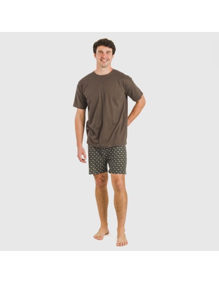 Pijama corto algodón hombre Cachemir petroleo