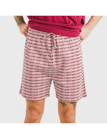 Pijama corto algodón hombre Jannat burdeos