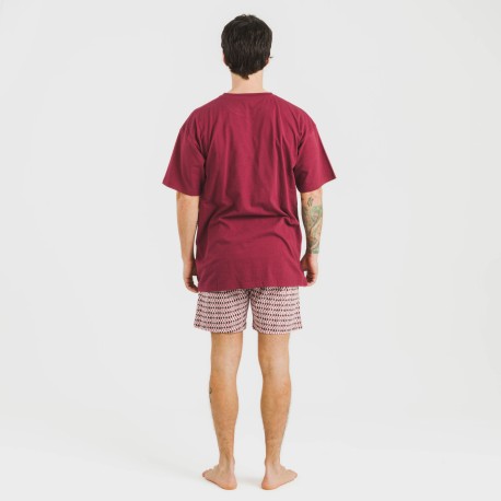 Pijama corto algodón hombre Jannat burdeos