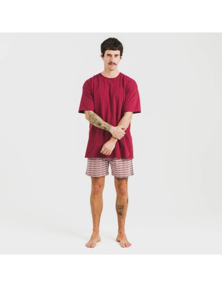 Pijama corto algodón hombre Jannat burdeos