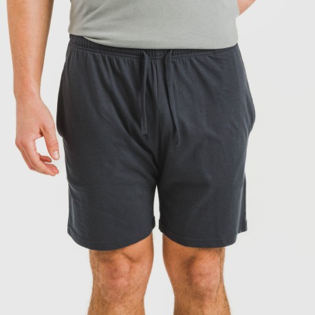 Pijama corto hombre con botones gris verdoso - marino
