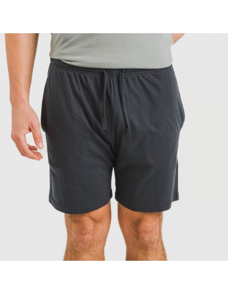 Pijama corto hombre con botones gris verdoso - marino