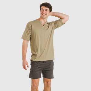 Pijama corto hombre con botones verde cacería - petroleo