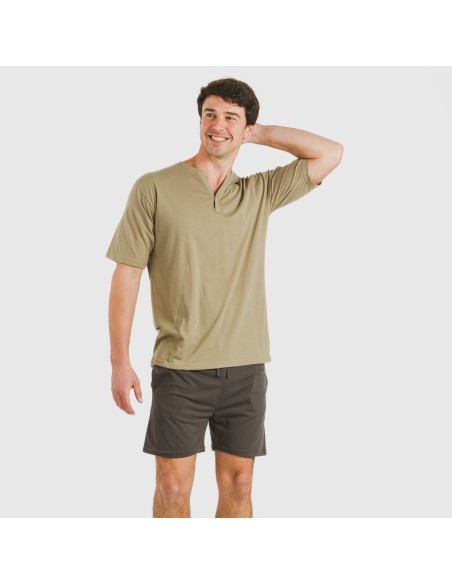 Pijama corto hombre con botones verde cacería - petroleo
