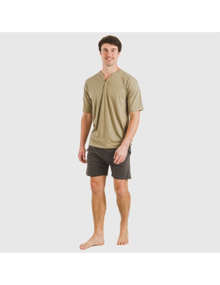 Pijama corto hombre con botones verde cacería - petroleo
