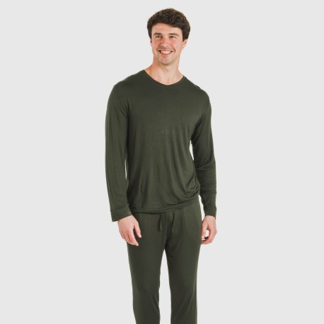 Pijama largo viscosa hombre liso