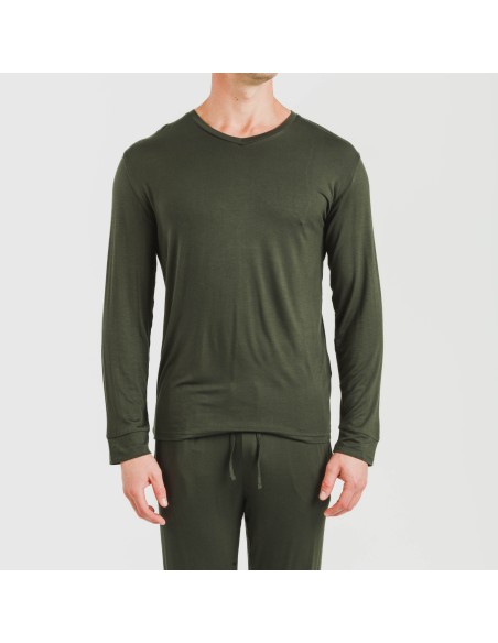 Pijama largo viscosa hombre liso