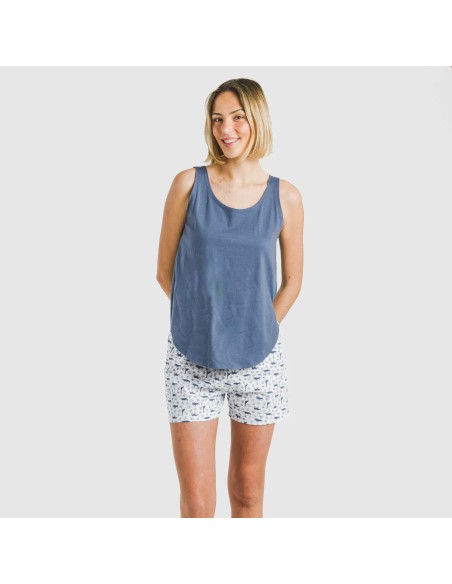 Pijama corto algodón Saachi azul