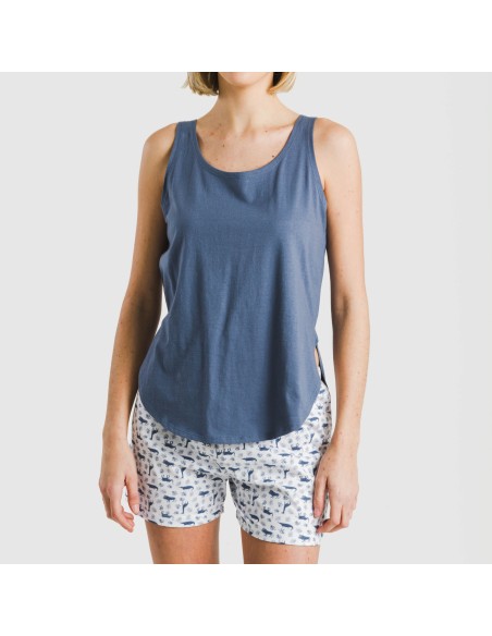 Pijama corto algodón Saachi azul