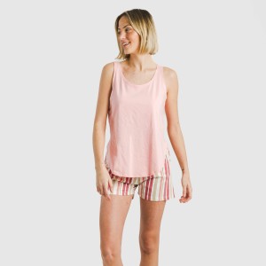 Pijama corto algodón Raya Calendula rosa