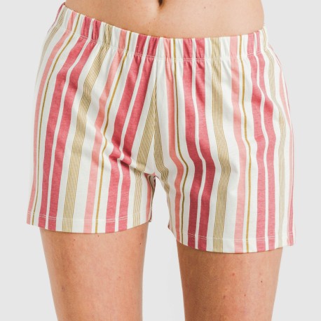 Pijama corto algodón Raya Calendula rosa