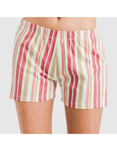Pijama corto algodón Raya Calendula rosa