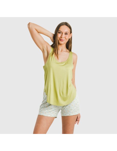 Pijama tirantes mujer viscosa Geminis verde
