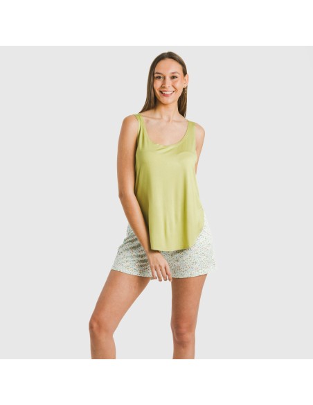 Pijama tirantes mujer viscosa Geminis verde