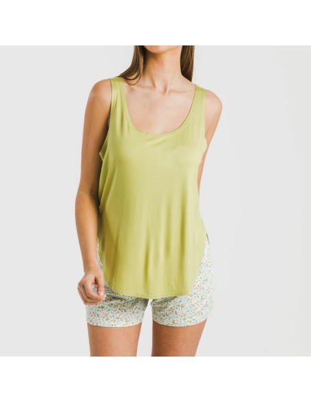 Pijama tirantes mujer viscosa Geminis verde