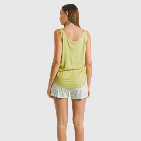 Pijama tirantes mujer viscosa Geminis verde