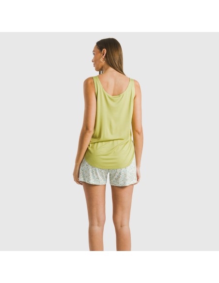 Pijama tirantes mujer viscosa Geminis verde