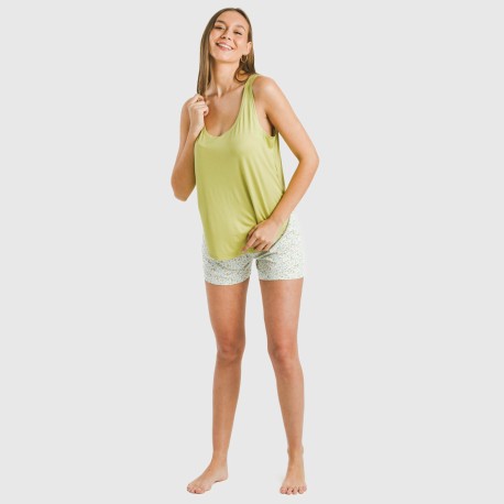 Pijama tirantes mujer viscosa Geminis verde