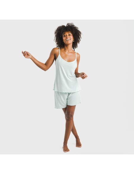 Pijama tirantes mujer soft Banita celeste
