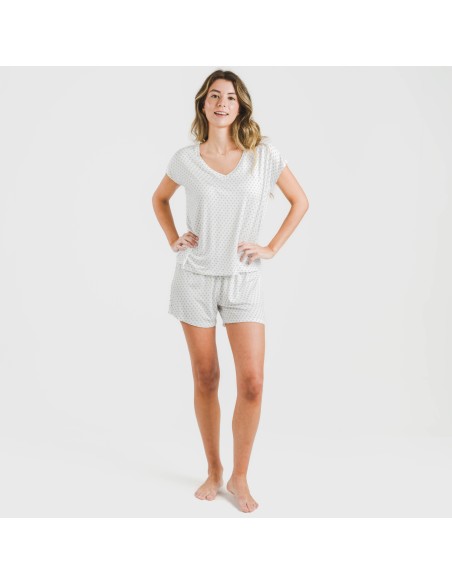 Pijama corto manga fluida viscosa mujer Verso indigo