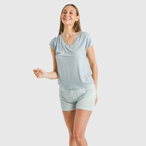 Pijama corto manga fluida viscosa mujer Cris celeste 2