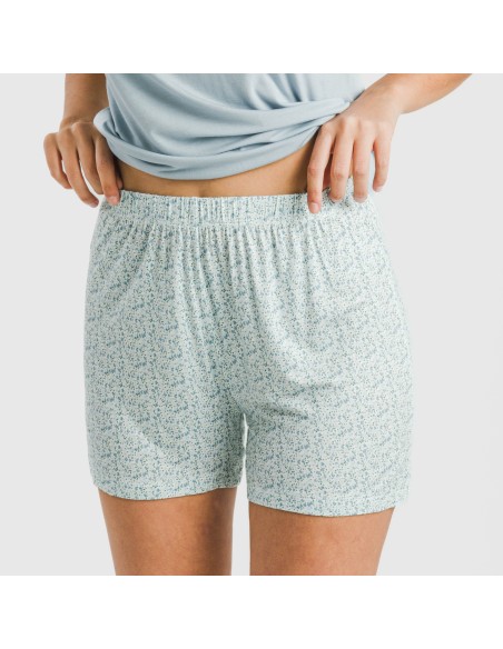 Pijama corto manga fluida viscosa mujer Cris celeste