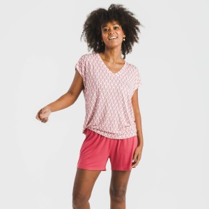 Pijama corto manga fluida viscosa mujer Serbia marsala