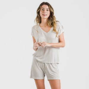 Pijama corto manga fluida viscosa mujer Raya Kodac gris perla