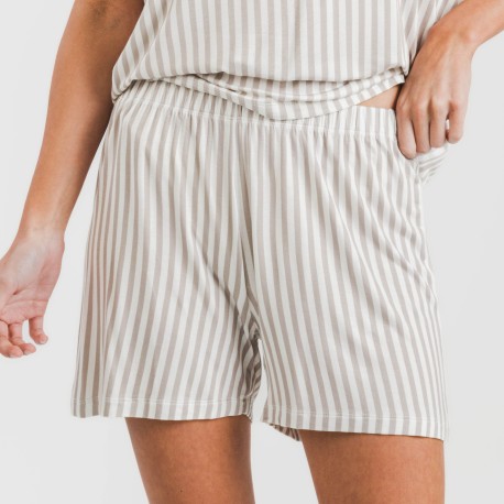 Pijama corto manga fluida viscosa mujer Raya Kodac gris perla