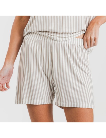 Pijama corto manga fluida viscosa mujer Raya Kodac gris perla