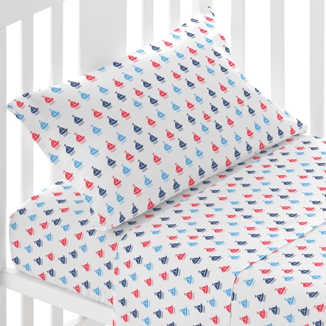 Juego de sábanas algodón Hawat azul cuna