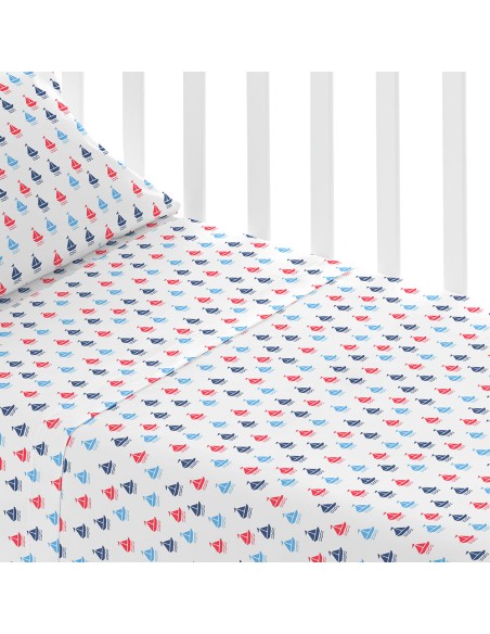 Juego de sábanas algodón Hawat azul cuna