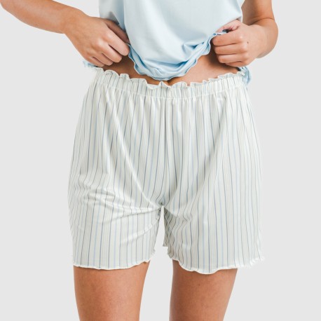 Pijama corto mujer manga fluida soft Raya Bill celeste