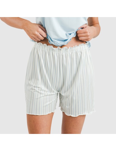 Pijama corto mujer manga fluida soft Raya Bill celeste