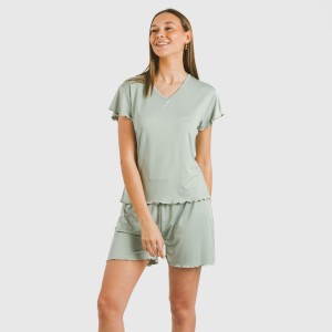 Pijama corto mujer manga fluida soft liso