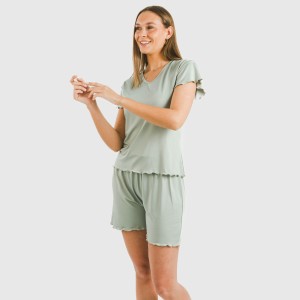Pijama corto mujer manga fluida soft liso 2
