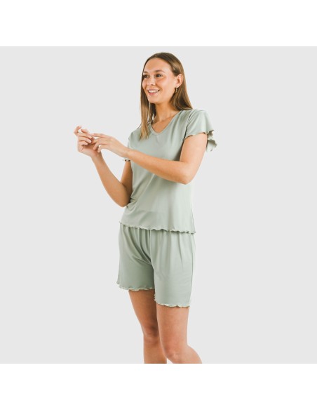 Pijama corto mujer manga fluida soft liso