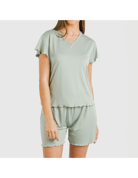 Pijama corto mujer manga fluida soft liso