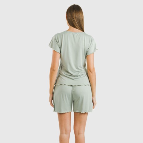 Pijama corto mujer manga fluida soft liso
