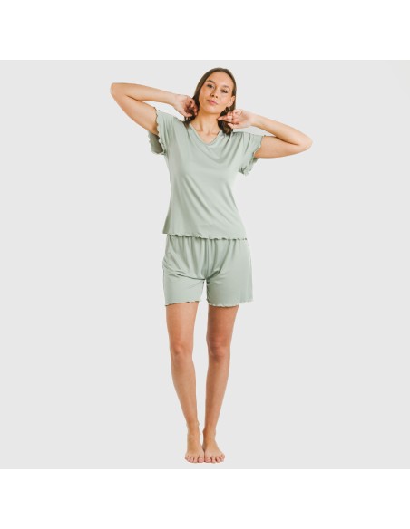 Pijama corto mujer manga fluida soft liso