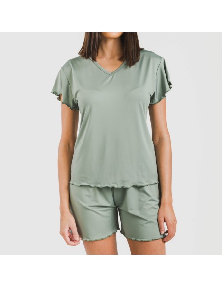 Pijama corto mujer manga fluida soft liso