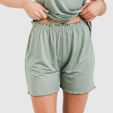 Pijama corto mujer manga fluida soft liso