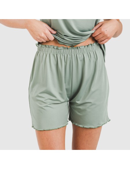 Pijama corto mujer manga fluida soft liso